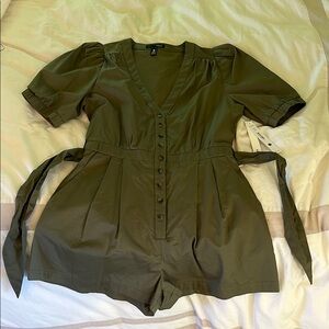 NEW Olive Green Button-Up Romper